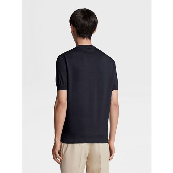 ZEGNA NAVY BLUE PREMIUM COTTON T-SHIRT - Picture 2 of 12